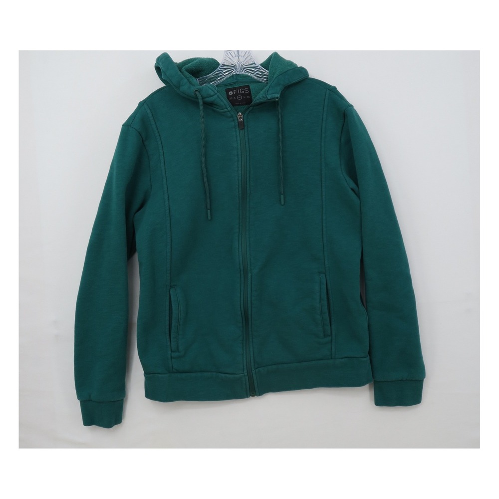 FIGS Mens Fleece Lined Full Zip Hoodie Green Teal MXXOW1004 Size Medium